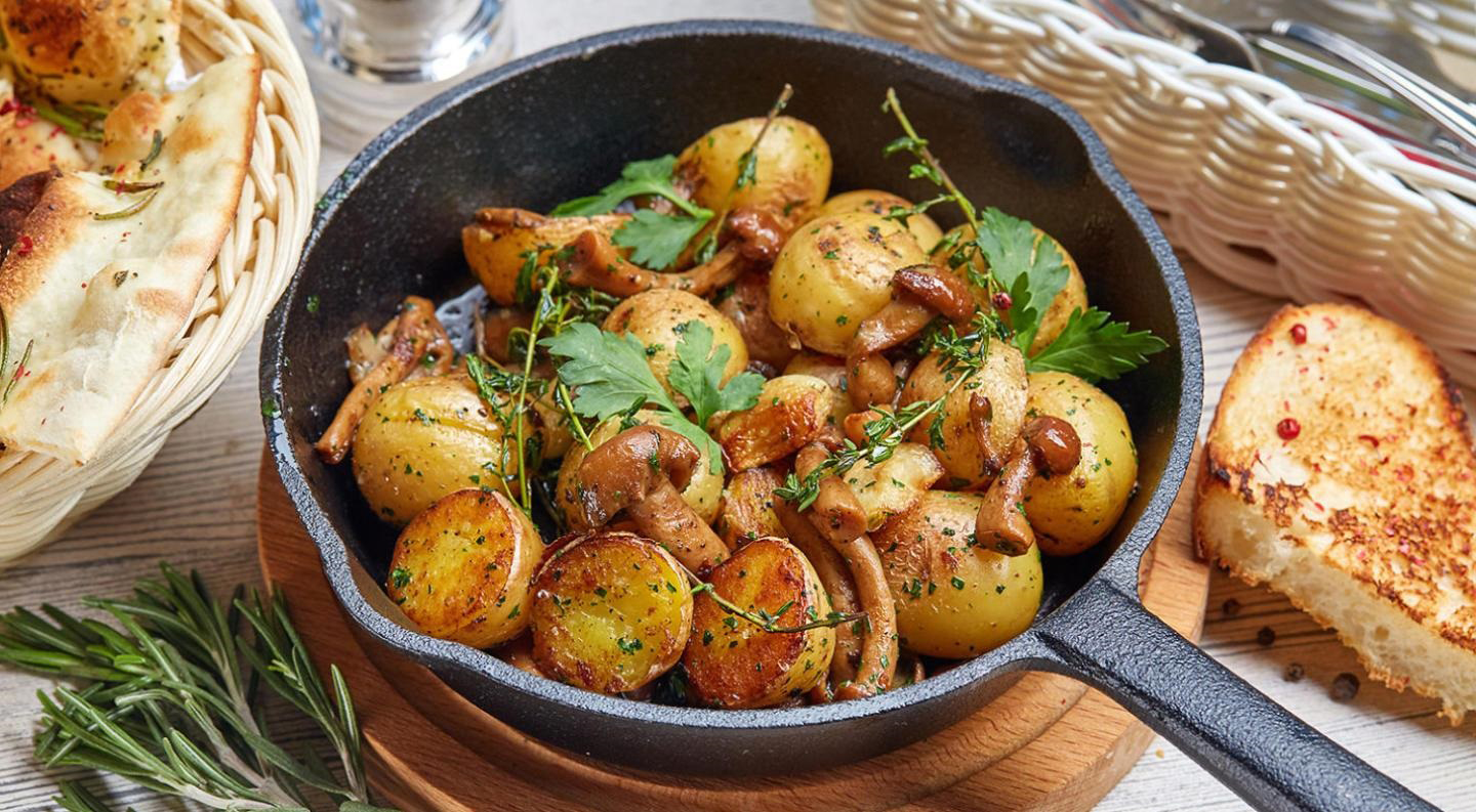 Запечённый картофель с грибами